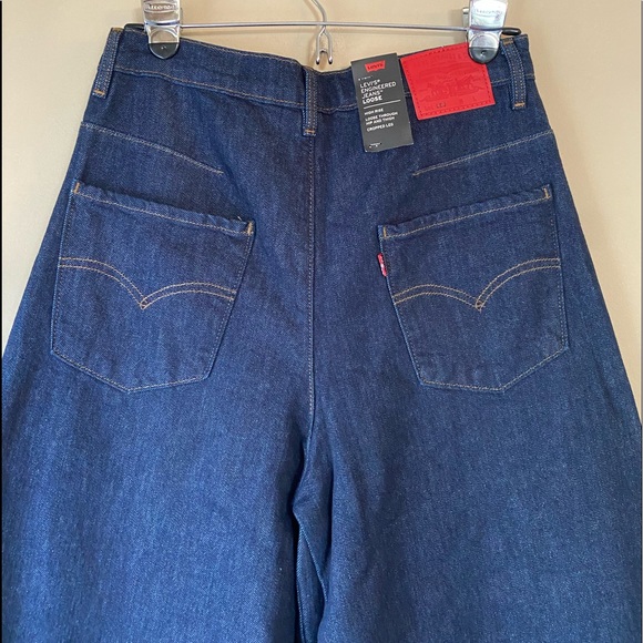 NEW LEVI'S Engineered Premium High Rise Loose Cropped Wide Leg Denim Jeans - Picture 7 of 16